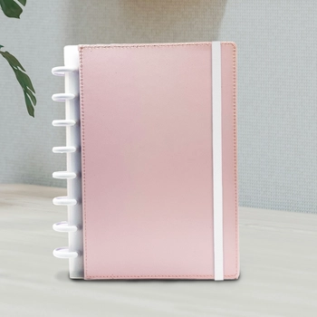 Planner rosa discos blancos cinta blanca